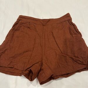 Abercrombie brown/red linen shorts with pockets size small